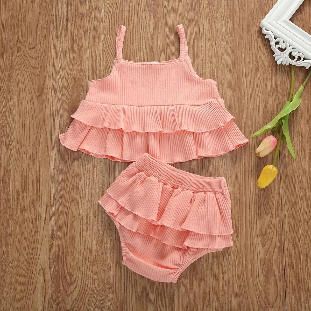 Emmababy Одежда для новорожденных девочек Летняя однотонная Вязаная хлопковая майка