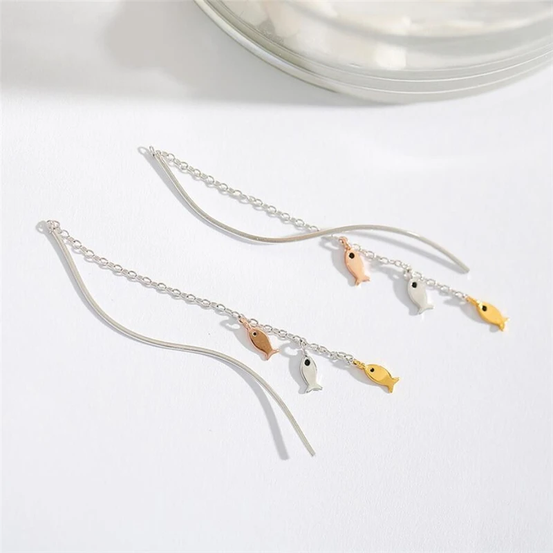 

Sole Memory Long tassel ear line cool fish 925 Sterling Silver Fashion Female Earrings SEA608