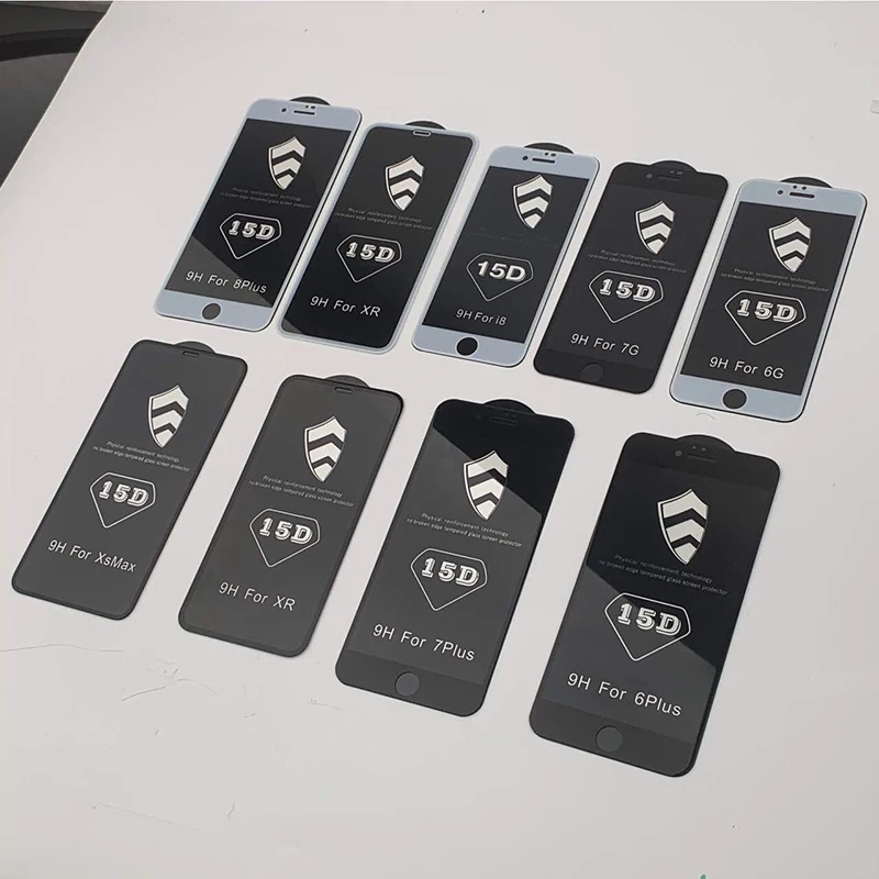 15D закаленное стекло для iPhone X 7 8 6 Plus защита экрана полное покрытие защитное стекло для iPhone XR XS 11 Max 6 7 пленка