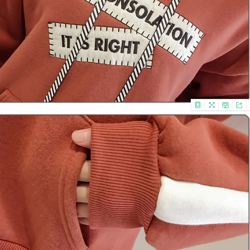 

Korean version of the loose Spring winter new hoodie women with velvet thickened hoodie youth lovely warm top