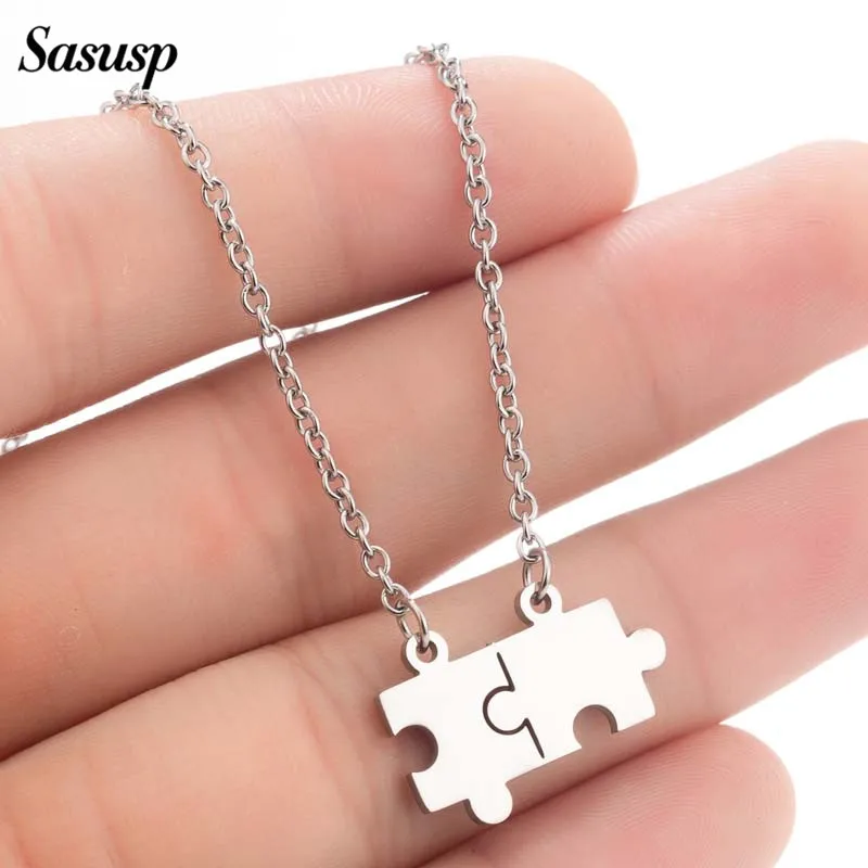 Sasusp геометрическое ожерелье-пазл из нержавеющей стали для женщин и мужчин