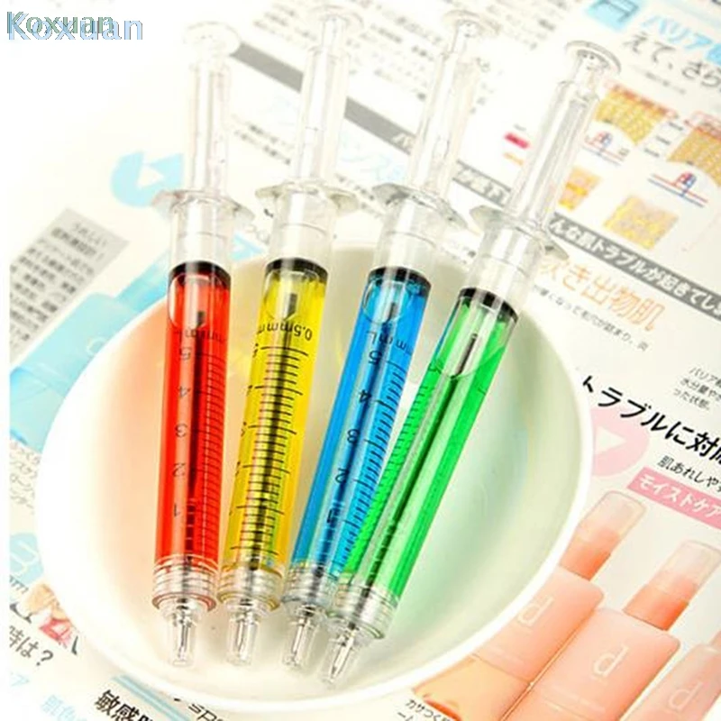 Симпатичная креативная шариковая ручка Шприц с жидкими синими чернилами милые