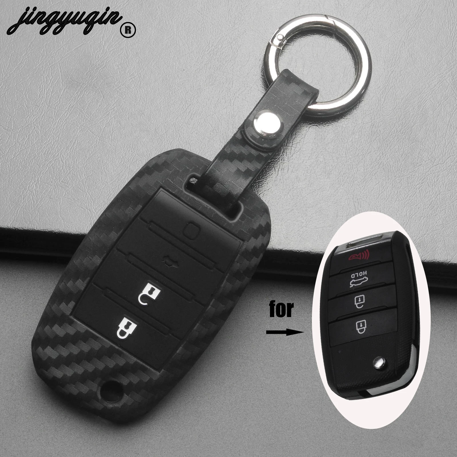 Силиконовый чехол для автомобильных ключей jingyuqin карбоновый Kia 13 16 Optima Sportage Fob Soul