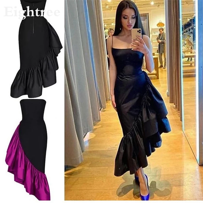 

Женское короткое вечернее платье adyce, черное платье до середины икры с оборками, без рукавов, для выпускного вечера,