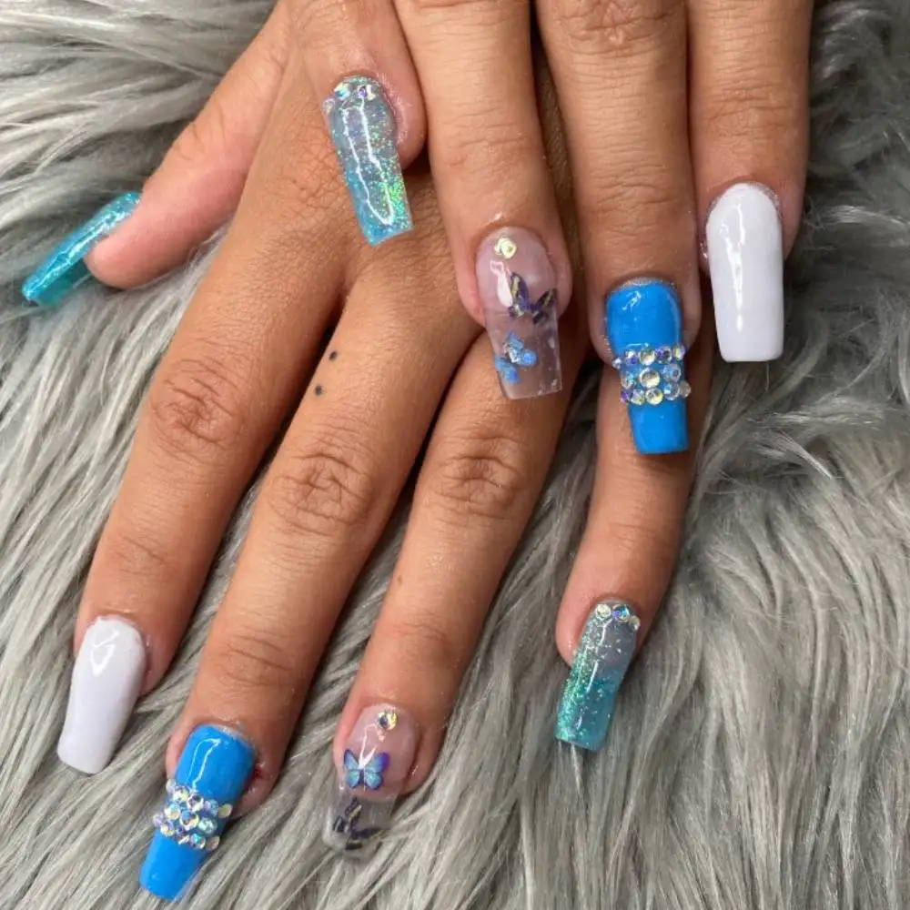 Красочные бабочки для ногтей блёстки дизайна хлопья Ломтики DIY Шарм маникюра