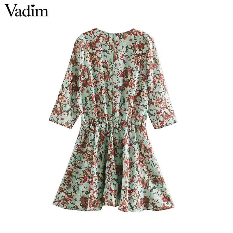 Женское элегантное платье vadim с цветочным принтом мини-платье эластичной