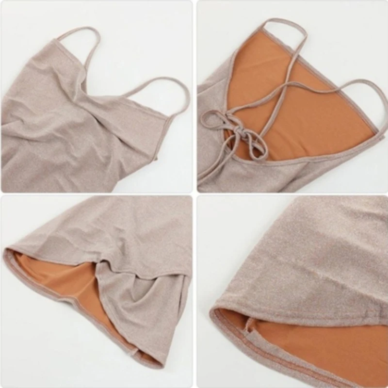 

Fashion Women Solid Spaghetti Straps Backless Sleeveless Sexy Dresses Bottom Length Ladies Casual Dress New