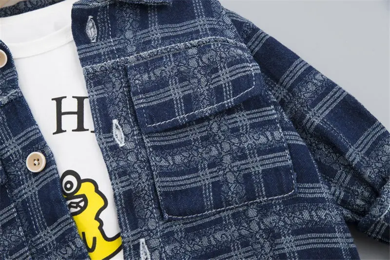 3 шт./компл. детская клетчатая футболка и брюки | Мать ребенок