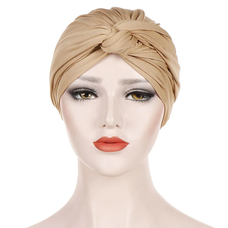 Цельный тюрбан оберточный волос для женщин Женская индийская шапка