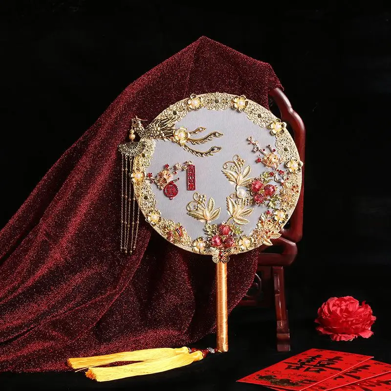 

fan round fan bride wedding photography props wedding lace fan chinese wedding fan fans wedding fan decoration