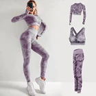 Комплект из двух предметов, Женский бесшовный комплект для йоги, женский спортивный костюм, одежда для спортзала, женские бесшовные леггинсы с высокой талией
