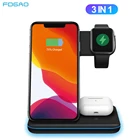 Беспроводное зарядное устройство 15 Вт Qi для iPhone 13 12 11 XS XR X 8 Samsung S20 S21 3 в 1, зарядная станция для Apple Watch 6 SE 5 Airpods Pro