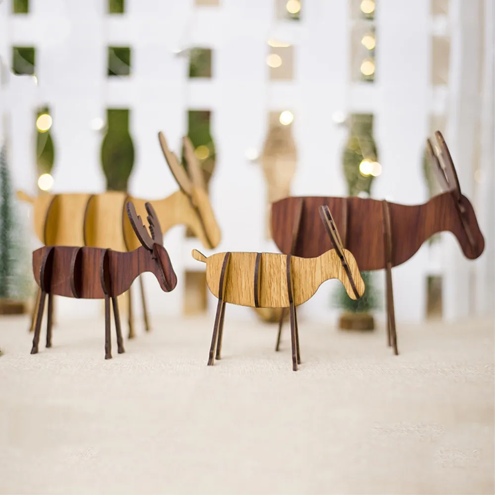 2Pcs/lot Wood DIY Home Decoration Crafts Christmas Party Deer Ornaments Accessories Hands on Brain Tool Decor|Поделки из дерева| |