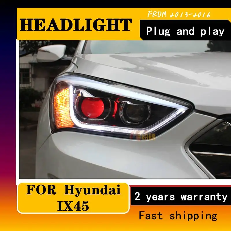 

Автомобильный Стайлинг для Hyundai IX45 светодиодный ная фара, новинка, фара SantaFe DRL, линза с двойным лучом, H7 HID, Ксеноновые Биксеноновые линзы, акс...