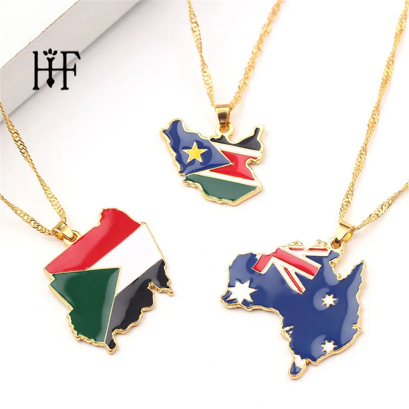 Ожерелье с надписью Республика Южный Судан австралийская карта стандартное