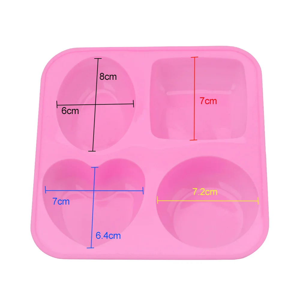 

Soap Making 4 Cavity Portable Unique Soap Making Tools Soap Molds Silicone Round Oval Heart Square Shape Handmade Soap Mold