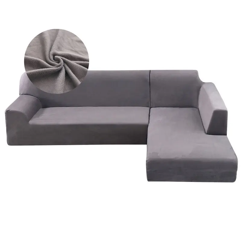 Эластичный угловой диван чехлы для гостиной плюшевый L образный чехол кресла