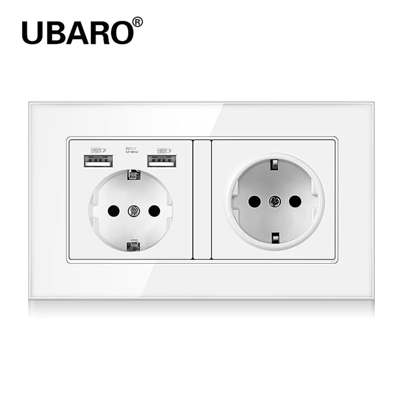 UBARO 146*86 мм немецкая стандартная настенная розетка из хрустального стекла с Usb 5 в 2