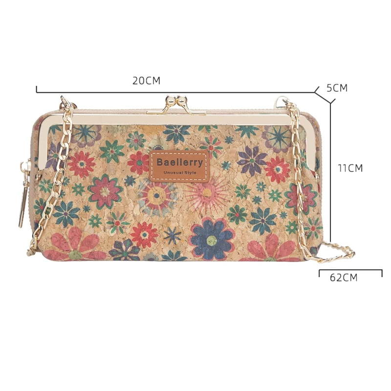 Новый Baellerry Дамский кошелек мобильный телефон сумка из пробкового дерева молния