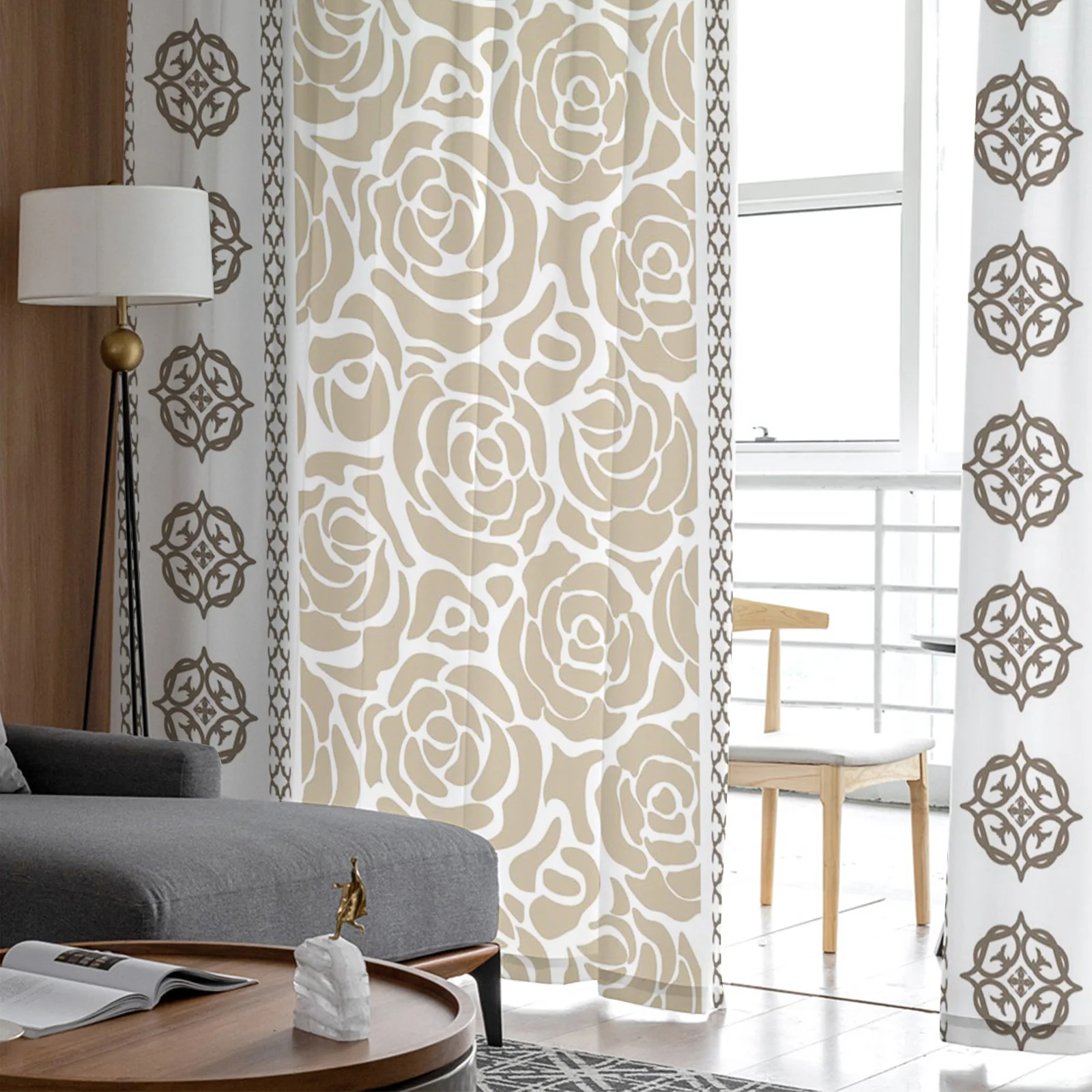 Простые тюлевые шторы с рисунком розы для художественной виллы гостиной спальни