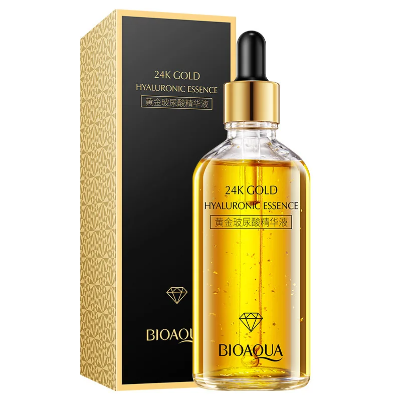 

100ml 24K Gold Hyaluronic Acid Essence Moisture Brightening Skin Beauty Fading Fine Lines Anti-Aging Original Liquid