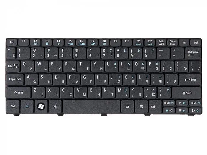 Клавиатура для ноутбука Acer Aspire One 521 532 532H 533 D255 D257 D260 N55 Pav80. Чёрная гор.