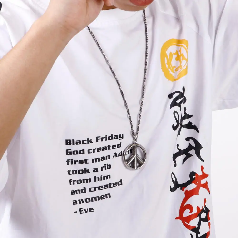 Fongten классический знак мира кулон ожерелье для мужчин из нержавеющей стали хип