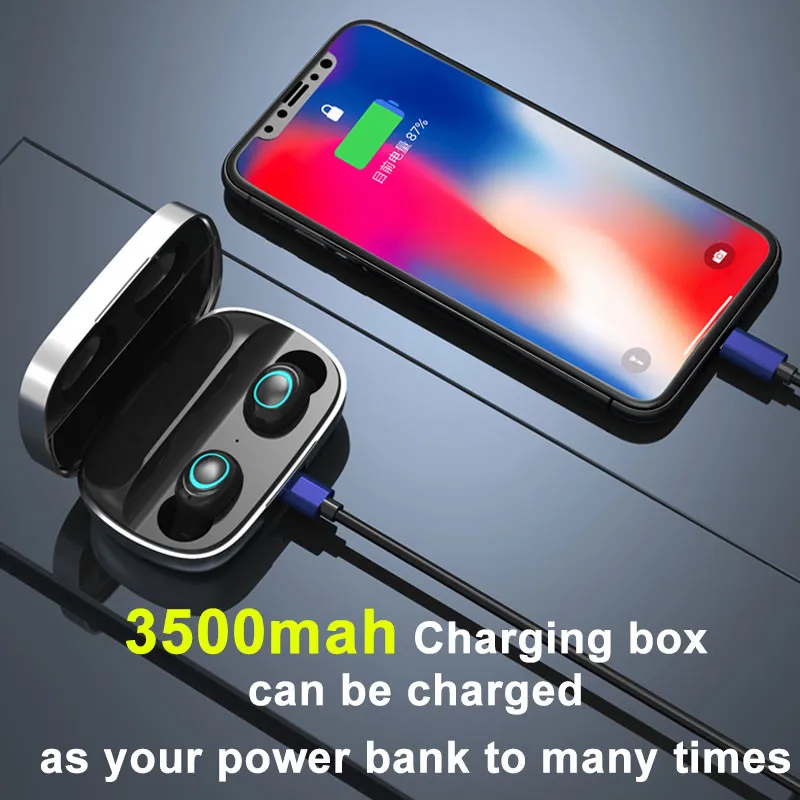 S11 TWS 3500mAh беспроводные Bluetooth наушники шумоподавляющие спортивные для мобильных