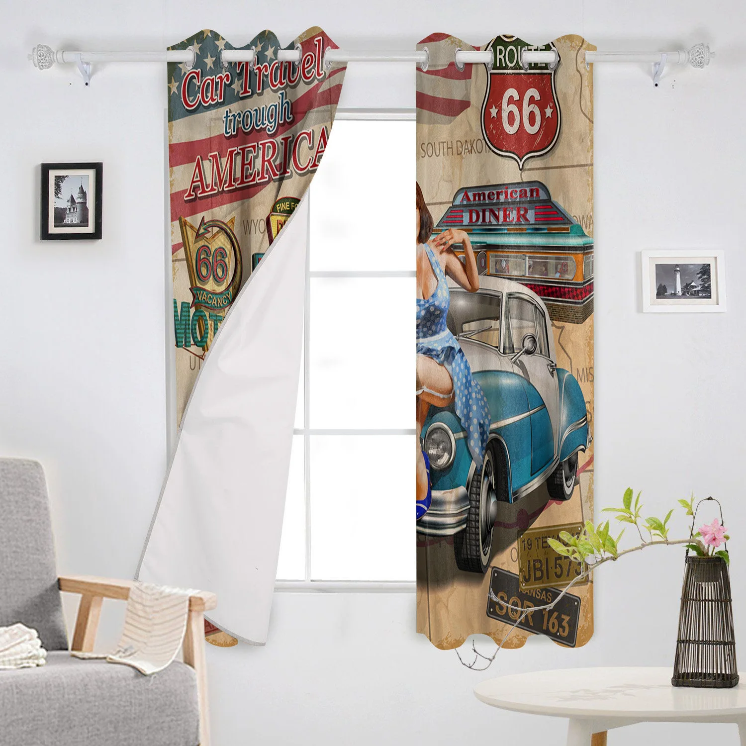 Красивая Автомобильная Ретро оконная занавеска для дома детская кухни спальни