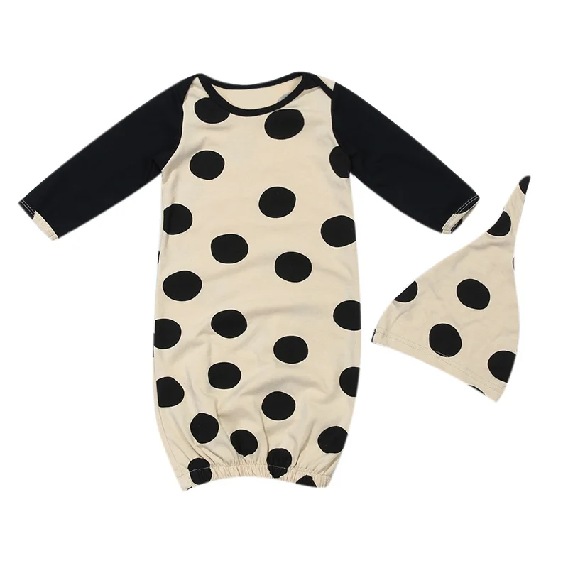 

2020 New Baby Gowns Newborn Girls Boys Cartoon Pattern Sleeping Clothes Cotton Sleepwear Gown Nightgown Clothes with Hat 0-2Y