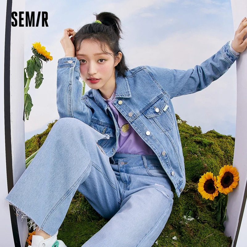 

SEMIR Spring Autumn Jacket Women Fashion Denim Jacket Fall 2021 New Women'S Short Western Style Ladies Top