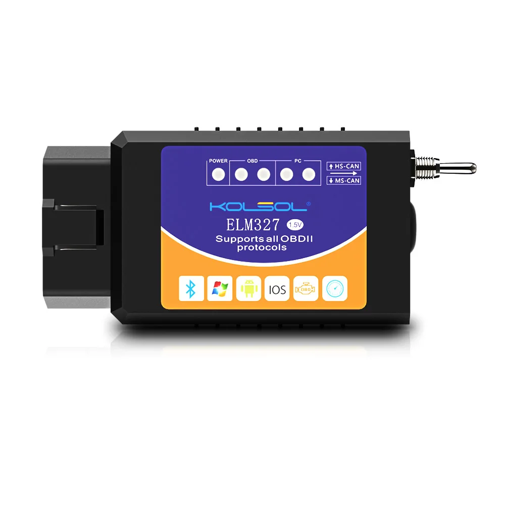 KOLSOL ELM327 Bluetooth OBD2 сканер V1.5 с переключателем модифицированный для Ford CH340 + 25K80 чип HS