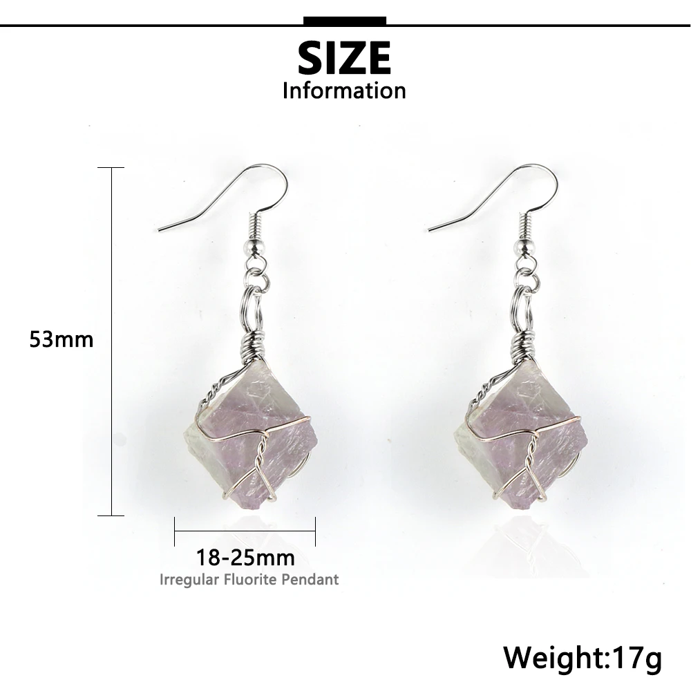 Женские Висячие серьги из натурального камня с неровным флюоритом висячие