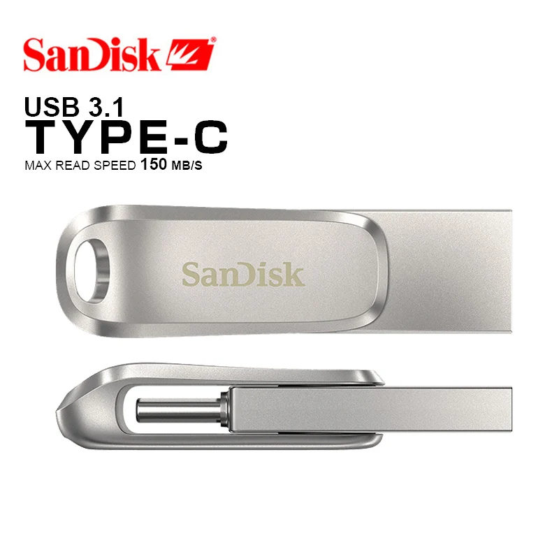 Флеш-накопитель SanDisk SDDDC4 Ultra Luxe USB 3 1 Type C двойная флешка 512 ГБ 256 128 64 32 металлический