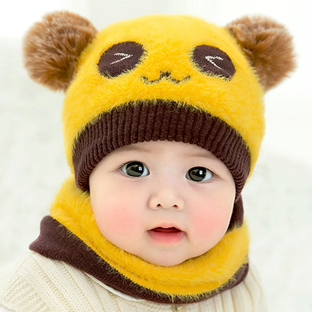 Детский мультяшный медведь с ушками для мальчиков и девочек Милый вязаный Мягкий