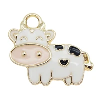 julie wang 15pcs enamel cow charms zinc alloy animal milk cow pendant bracelet jewelry making accessory