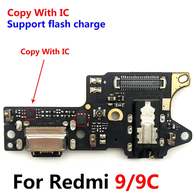 New USB Charging Port Board Flex Cable Connector Parts For Xiaomi Redmi 9 9C 9A 9T 10C 10A 10 Prime Microphone Copy With IC 3