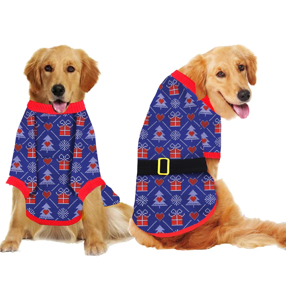 Рождественская Одежда для собак среднего и большого размера флисовые толстовки