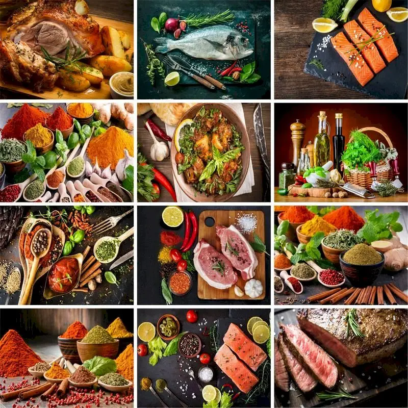 

GATYZTORY Painting By Numbers For Adluts Food Landscape Diy Paints Kits Kids Birthday Gifts Wall Art Handpainted Home Decor