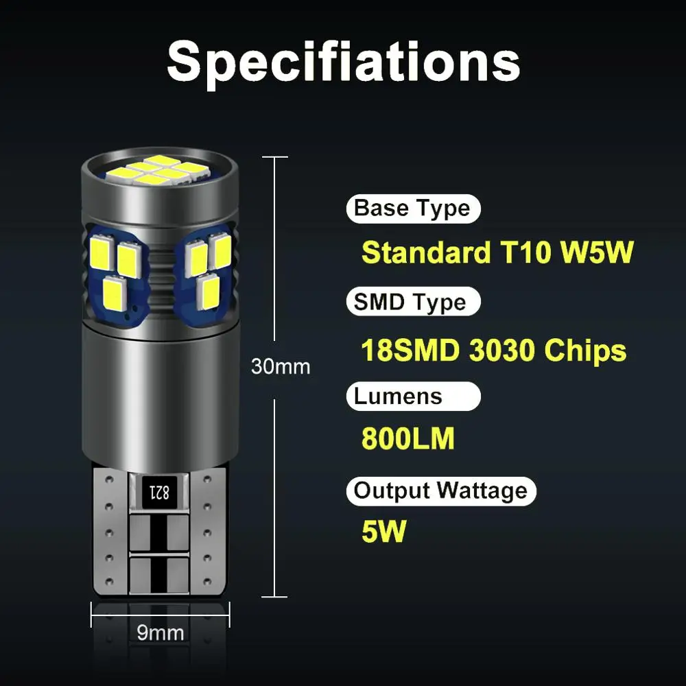 Лампа светодиодная для чтения в салоне автомобиля 2 шт. T10 W5W ford mondeo mk4 mk3 focus mk1 mk2 kuga