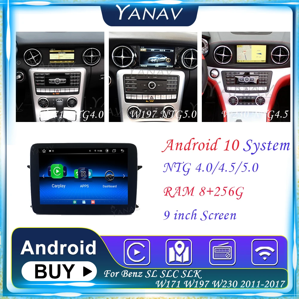 

Android Car Radio For Mercedes Benz SL SLC SLK W171 W197 W230 2011-2017 GPS Navigation Tape Recorder Multimedia Player Carplay