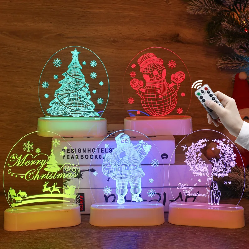 

Christmas Decoration for Home Tree Elk Christmas 3D Acrylic USB Night Light Garland Xmas Valentines Day Gift New Year Home Decor