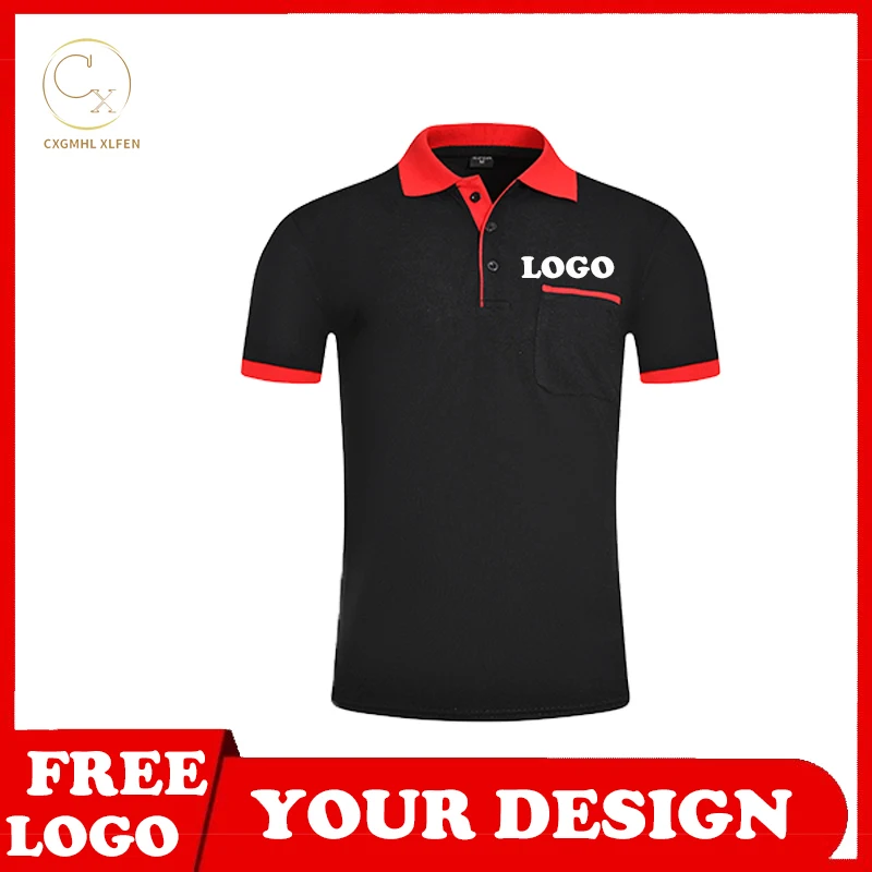

7-color summer color matching plus pocket lapel short-sleeved shirt POLO shirt custom LOGO printing DIY brand text