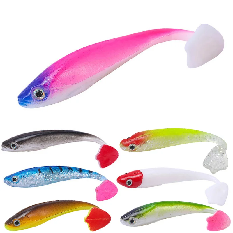 4 шт. утка ладони весло хвост 7g 95 мм мягкие приманки для ловли рыбы 3D глаза T