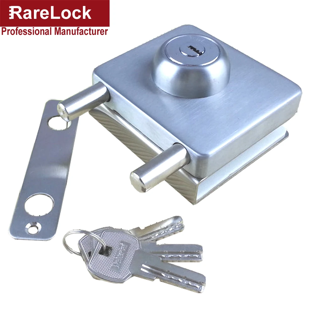 Дверной замок из нержавеющей стали и стекла с 3 компьютерными латунными ключами