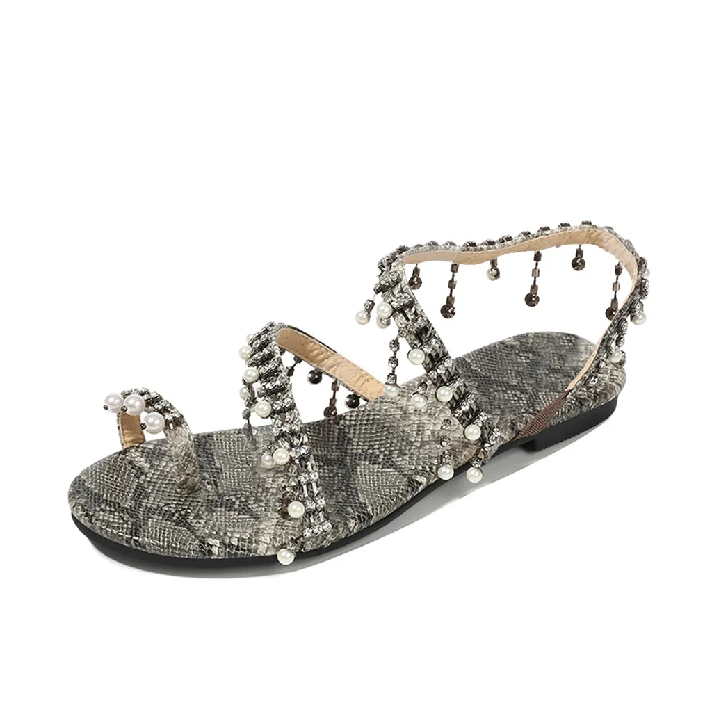 Женская обувь Пикантные сандалии со змеиным принтом Обувь в римском стиле на