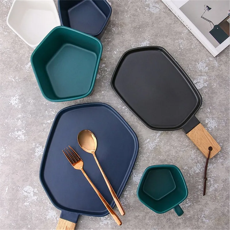 1 шт. матовая керамическая тарелка для завтрака в скандинавском стиле ручка из