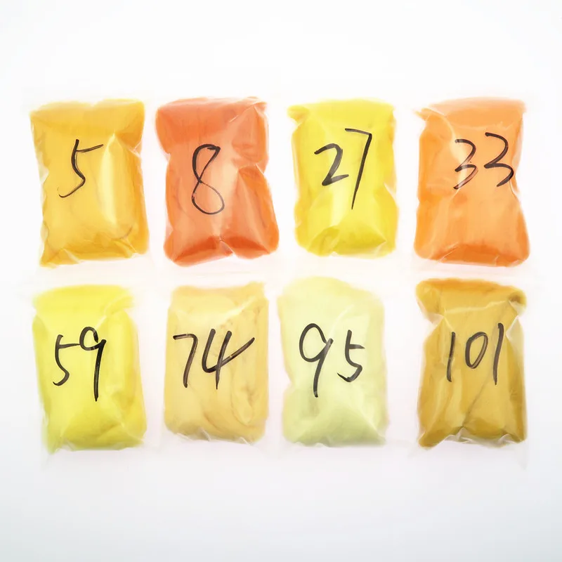 8 цветов Желтая серия валяние шерсть волокно цветок животное стандартная игла