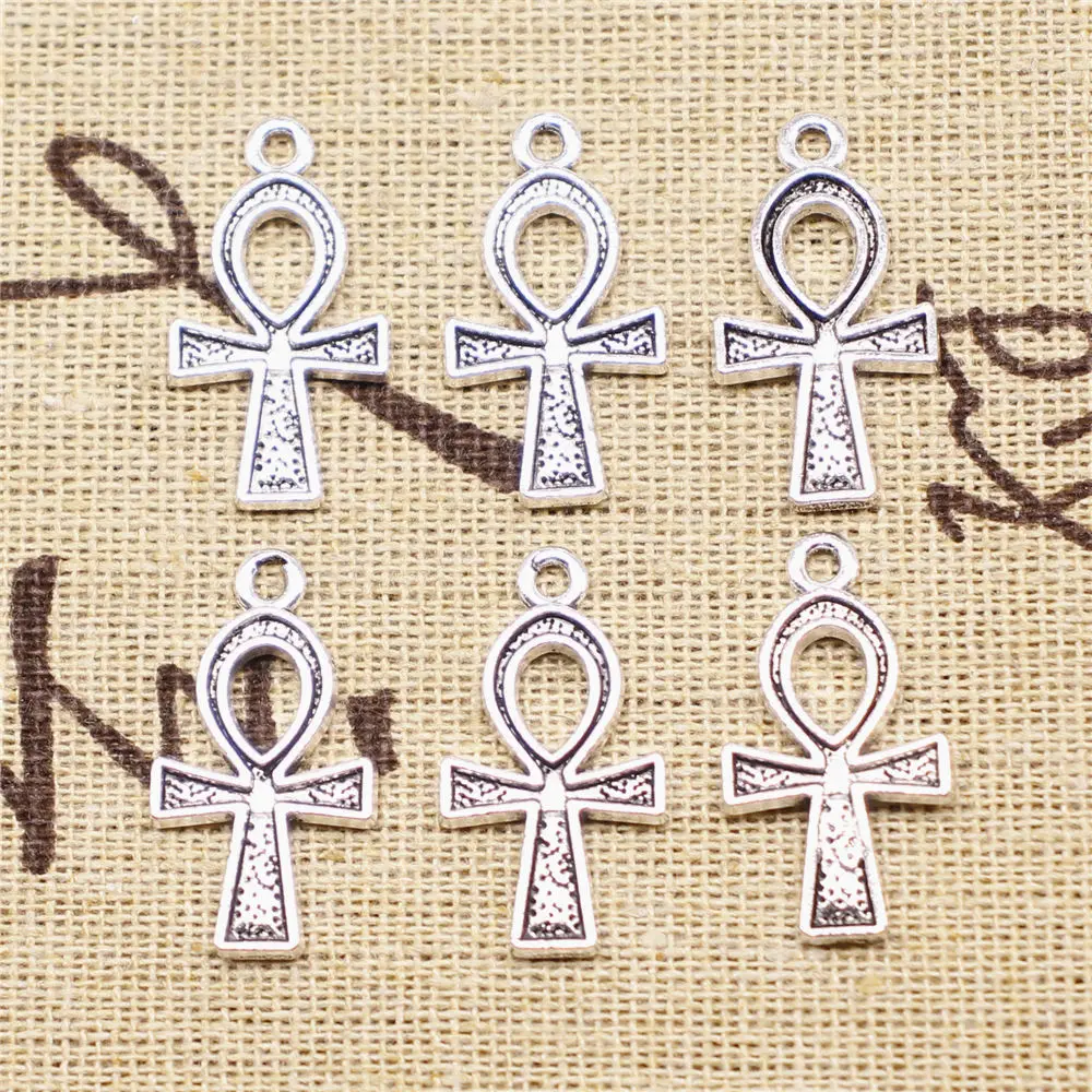 

Charm For Making Jewelry Pendants Antique Silver Color Ankh Cross 25x14mm 10pcs