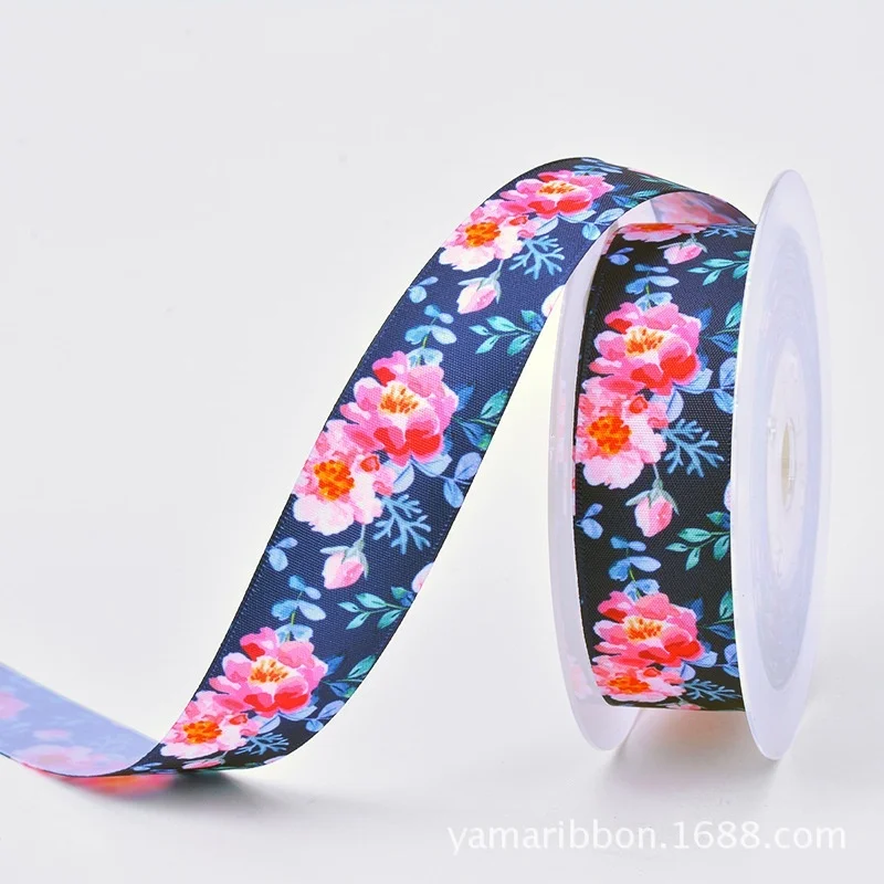 Лента для волос 25 мм 5 ярдов одежда с цветами полиэстер | Дом и сад